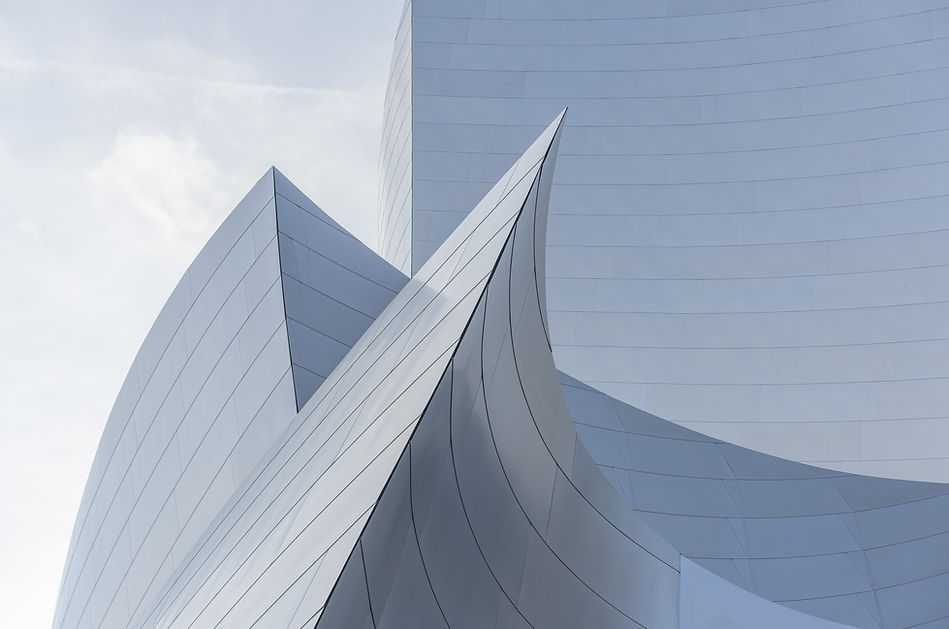 An abstract photo of part of the Walt Disney Concert Hall in Downtown Los Angeles.