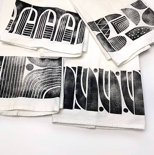 Black and white abstract print textiles.