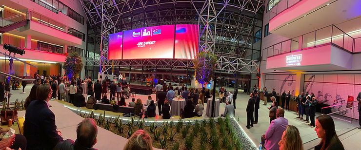 For Super Bowl Fun Day, PopUP CleanUP was invited into the NFL Business Connect Program.  Here is a glimpse of the pre-game party we attended at the Culver City Atrium with large digital screen and bars and canapés.