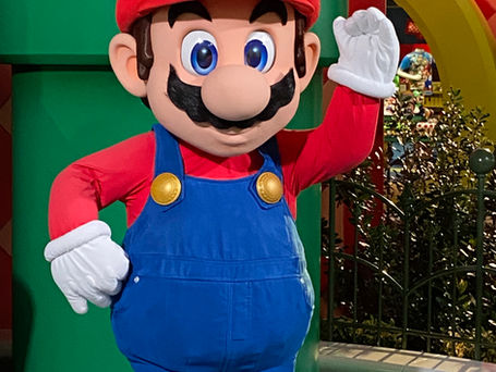 A costumed character of Mario from Super Mario Brothers at Universal Studios during the Fete LA event.