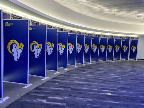 Los Angeles Rams locker room at SoFi Stadium