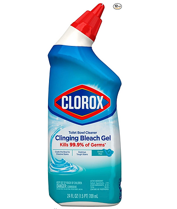 A bottle of Clorox brand Clinging Bleach Gel