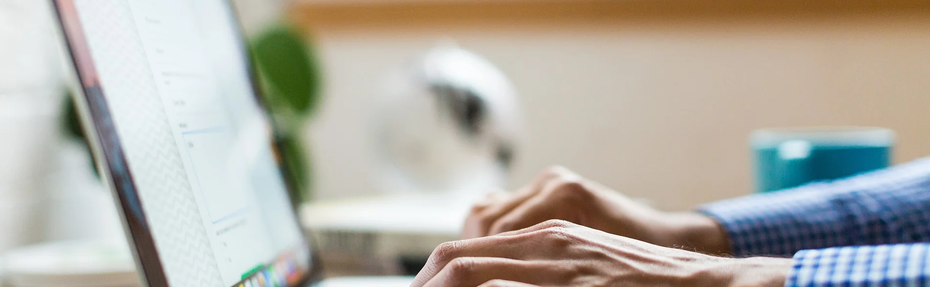 Hands typing on a laptop computer