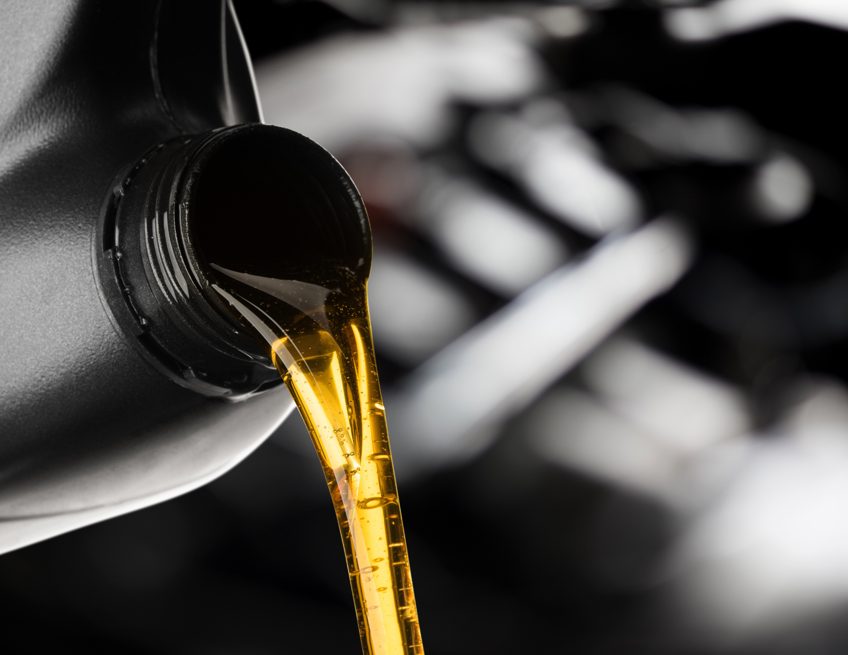 Oil pouring from a bottle.