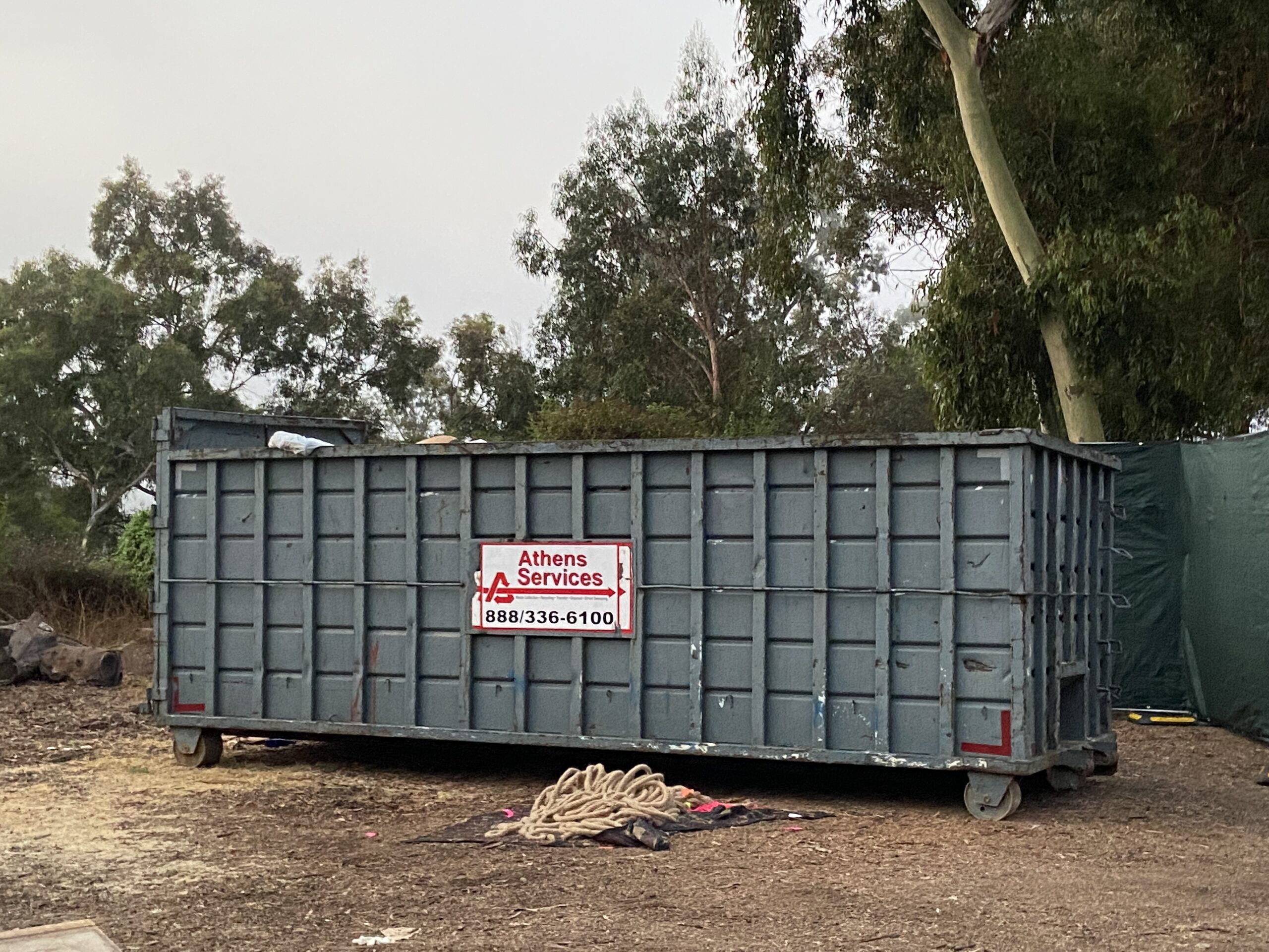 A forty cubic yard dumpster at Will Rogers State Park.