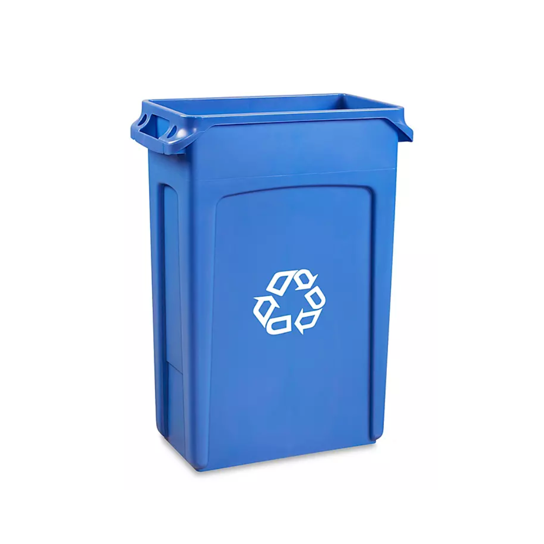 Blue Slim Jim Recycling Bin for party or event rental